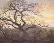Caspar David Friedrich Tree with Crows Tumulus(or Huhnengrab) beside the Baltic Sea with Rugen Island in the Distance (mk05) oil on canvas